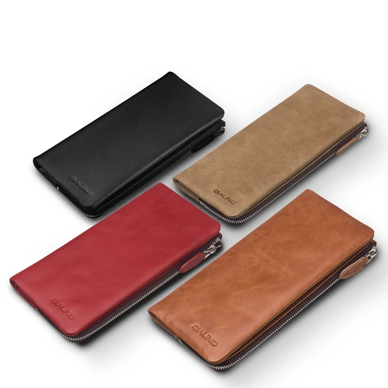 

QIALINO Genuine Leather Wallet Cover for iPhone iXS Max/XR Luxury Business Style Pure Handmade Slot Cards Case for iPhone 8 Plus