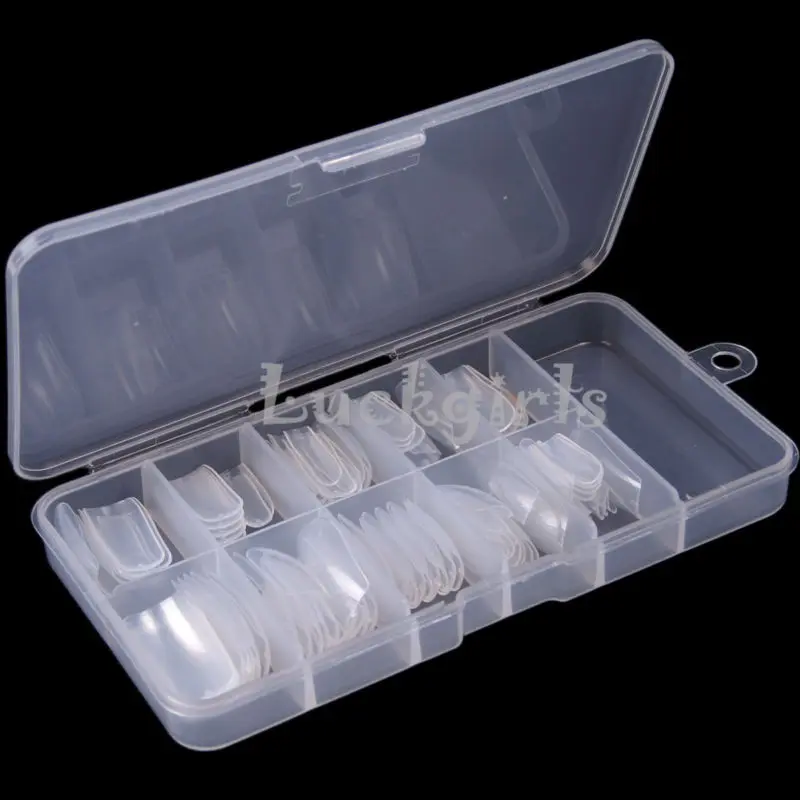 Коробка для ногтей профессиональная полная 100 шт. акриловые накладные прозрачные