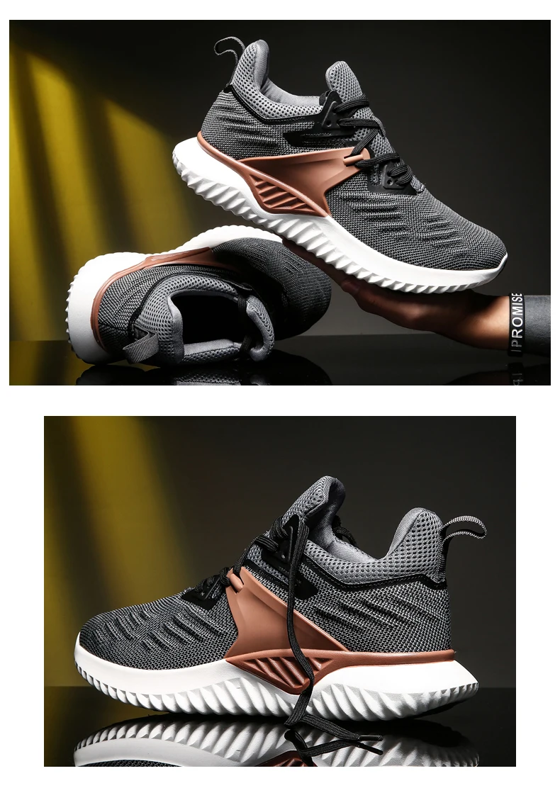 KJEDGB Дизайн высокое качество мужские кроссовки черный серый Flyknit дышащая прогулочная повседневная обувь мужские теннисные туфли большой размер 39-46
