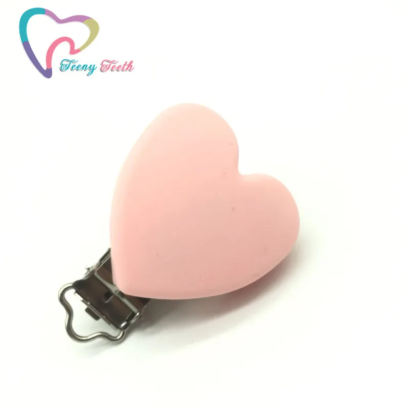 TeenyTeeth 1PC Mint Heart Love Shaped Pacifier Clip Silicone Baby Teether teething Accessories Non-toxic Nipple Clasps DIY | Украшения и