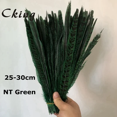 NT Green CKing 100 шт Черный Цвет Окрашенные женские хвостовые перья охотничьего фазана перо 25 до 30 см 10 до 12 дюймов длинный Алмазный фазан перья фазана - Цвет: NT Green