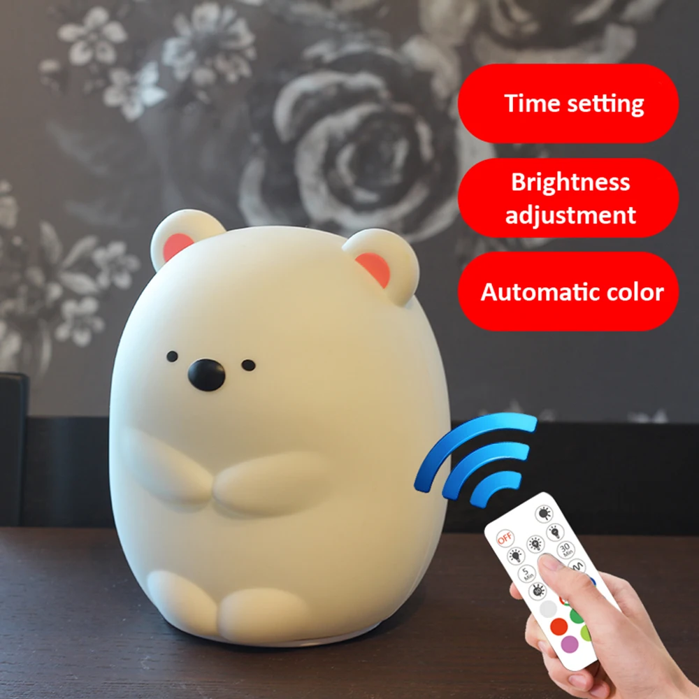 Силиконовый сенсорный светодиодный ночник для детей USB LED перезаряжаемая лампа