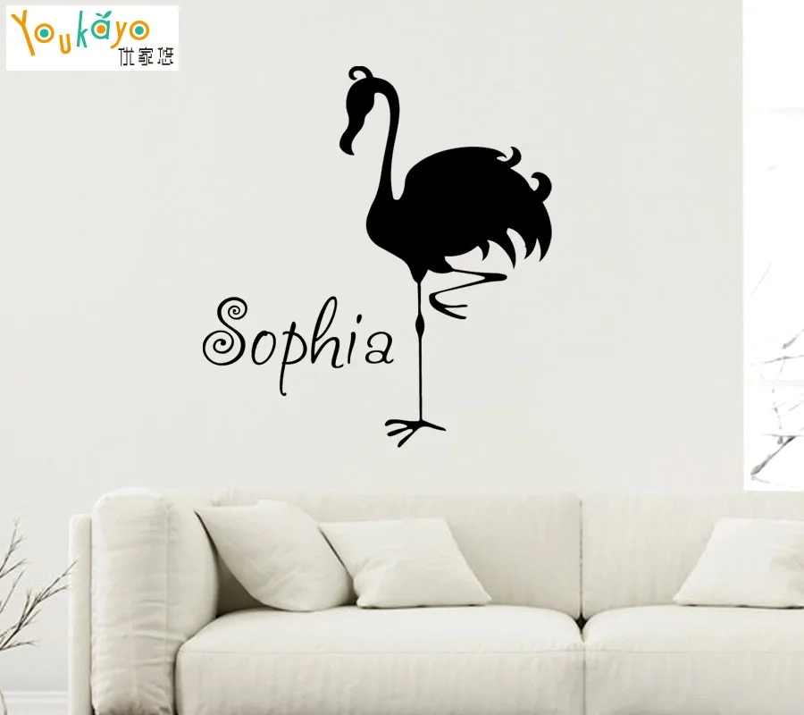 Персональное имя наклейка на стену Фламинго обои детская комната спальня