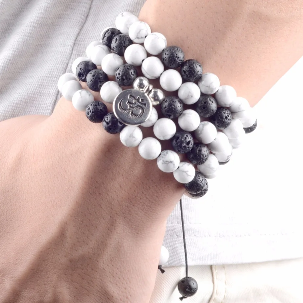 Оптовая продажа браслет из натурального камня Howlite для мужчин 108 шт.