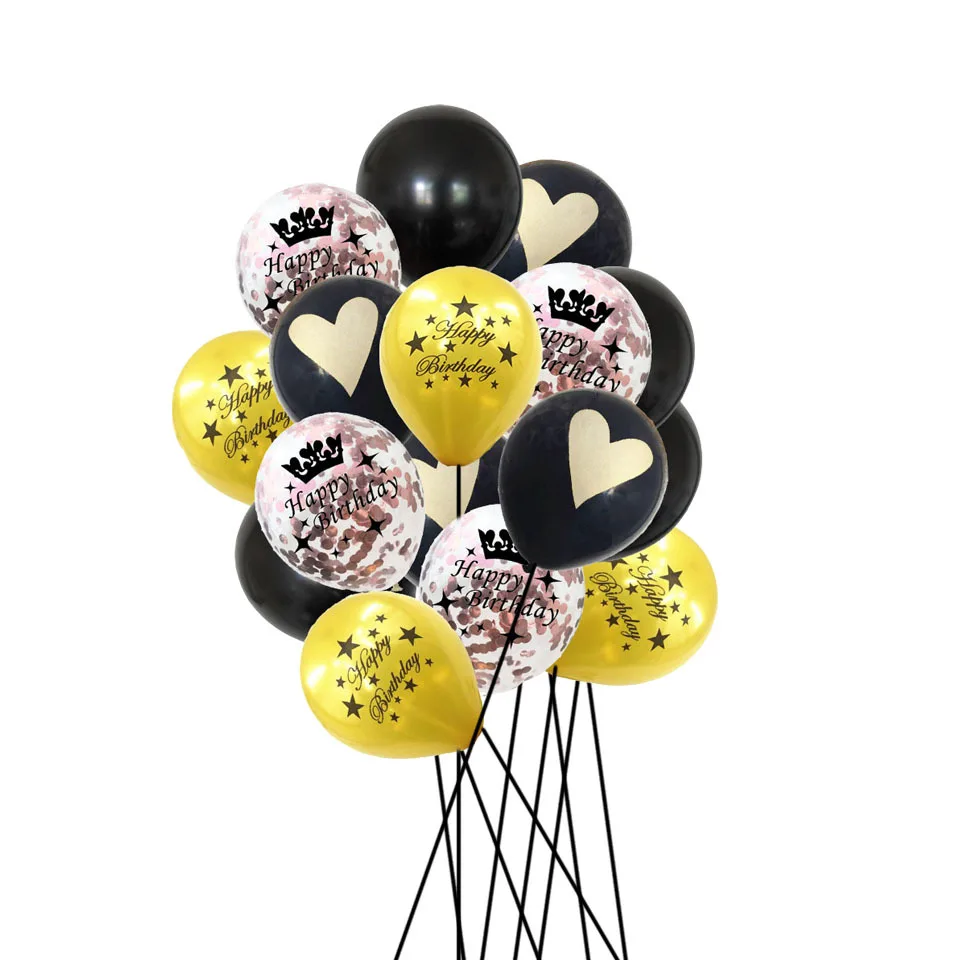 rose gold birthday 16 шт. 10 дюймов 12 дюймов креативный много воздушных шаров с днем рождения украшения для детей и взрослых цифры воздушные шары DIY вечерние принадлежности - Цвет: rose gold birthday