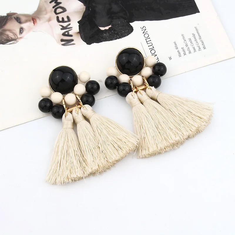 Винтажный геометрический серьги для женщин бисерная Бахрома Boho кисточкой