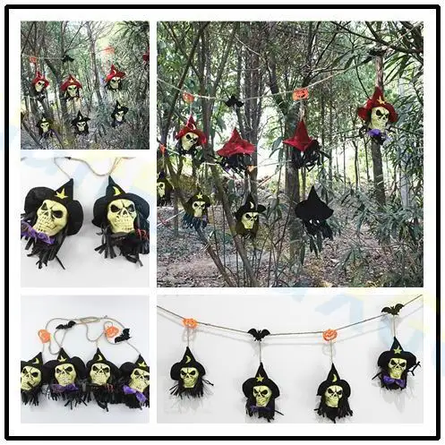 

20PCS Halloween Party Decorations Garland Bunting Flags Skull witch home bar window Market Mall Banner festival Pendant Props
