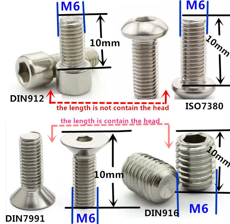 Винт с плоской головкой и шестигранной из нержавеющей стали 50 шт./лот DIN7991 M5 *