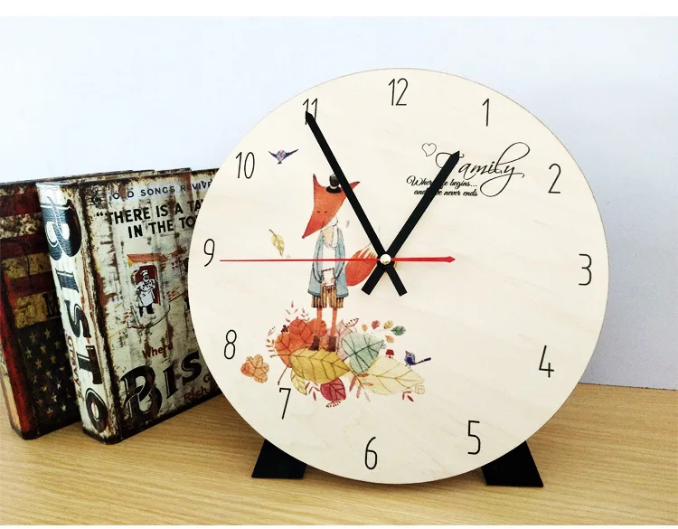12 &quotмультфильм лиса Baby Hug мама настенные часы придут домой листья дерево домашний декор комнаты креативные