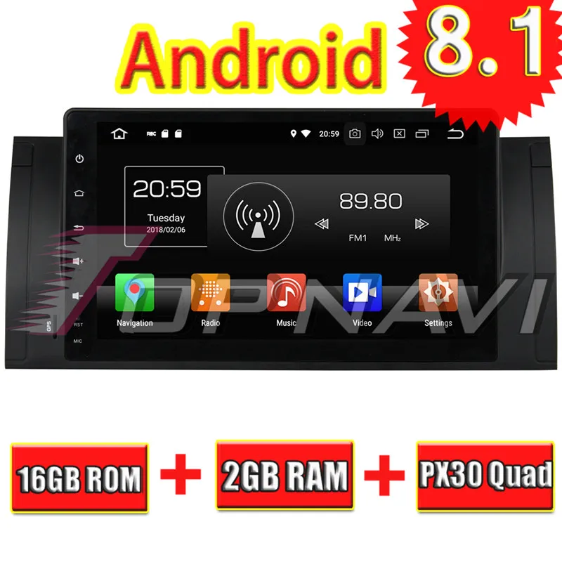 TOPNAVI 4 ядра Android 8 1 автомобильный gps навигации для BMW M5 E39 (1995 2003) X5 E53 (2000 2007)