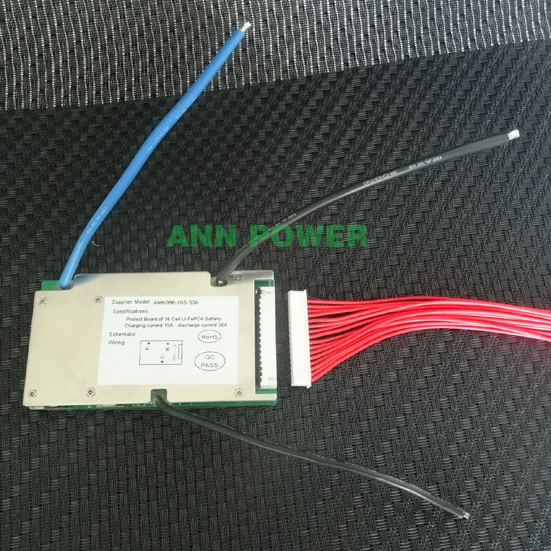 48V 30A LiFePO4 батарея BMS 3,2 V ячейка 16S 48 V/51,2 V 30A BMS с функцией баланса разный порт зарядки и разряда