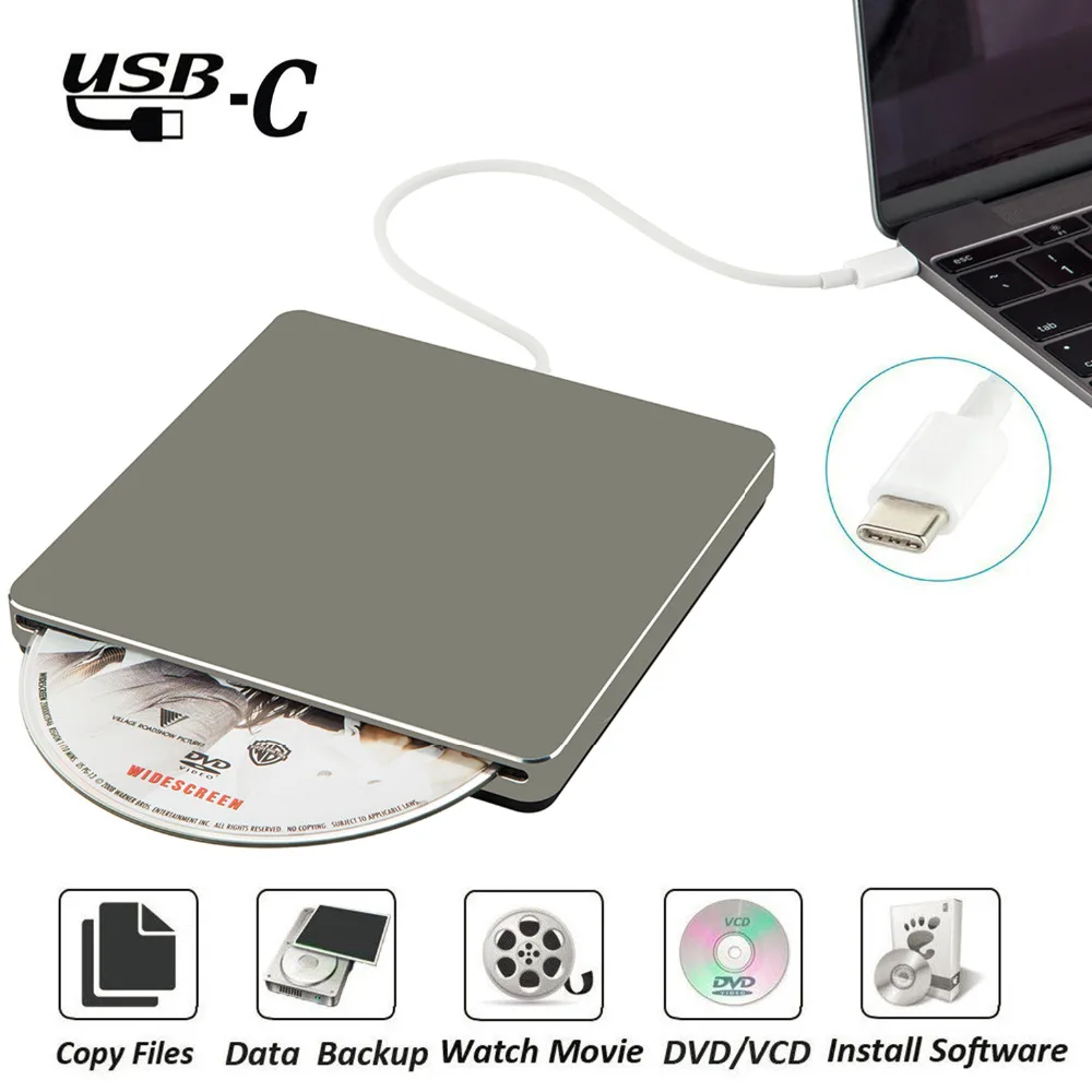 USB3.0 Внешний DVD CD диск USB C Superdrive DVD/CD +/-RW горелки Писатель Для MacBook Pro Air/ноутбука/Windows10