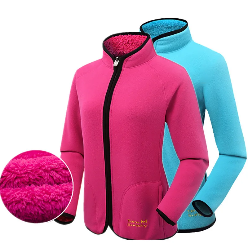 Лидер продаж, зимняя уличная двухсторонняя флисовая женская куртка, морозостойкая, для кемпинга, альпинизма, утолщенная шерстяная Женская куртка для пеших прогулок, путешествий