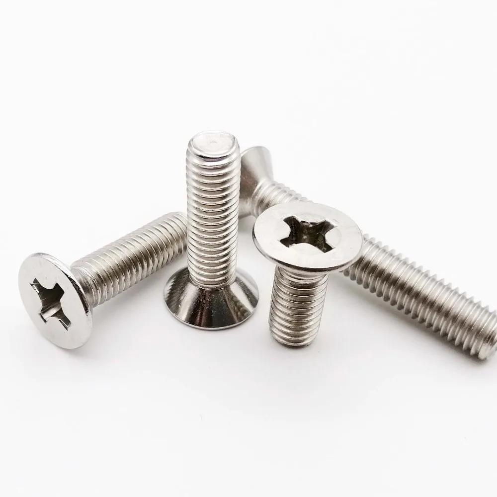 

5/10/50x M1 M1.2 M1.4 M1.6 M2 M2.5 M3 M3.5 M4 M5 M6 M8 304 Stainless steel GB819 Cross Phillips Flat Countersunk Head Screw Bolt