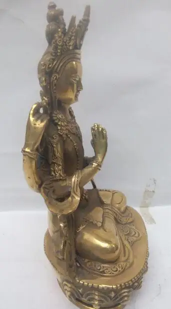 21 см */Древний китайский Бронзовый четырехручный guanyin белый Тара Будда в Тибете |