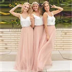 Трехслойная мягкая Тюлевая юбка подружки невесты, недорогая розовая длинная юбка макси на заказ, свадебная юбка-пачка, доступно 56 цветов, большие размеры