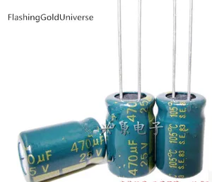 500 шт. 470 мкФ Ф25 в 8*12 мм DIP 25 в 470 мкФ алюминиевый электролитический конденсатор 470uF25V лучшее качество, новый оригинал