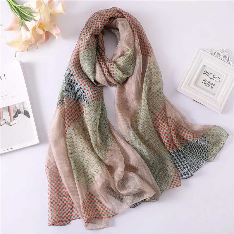 Женский шарф RUNMEIFA длинный в клеточку и шали пляжный хиджаб лето 2019 | Аксессуары