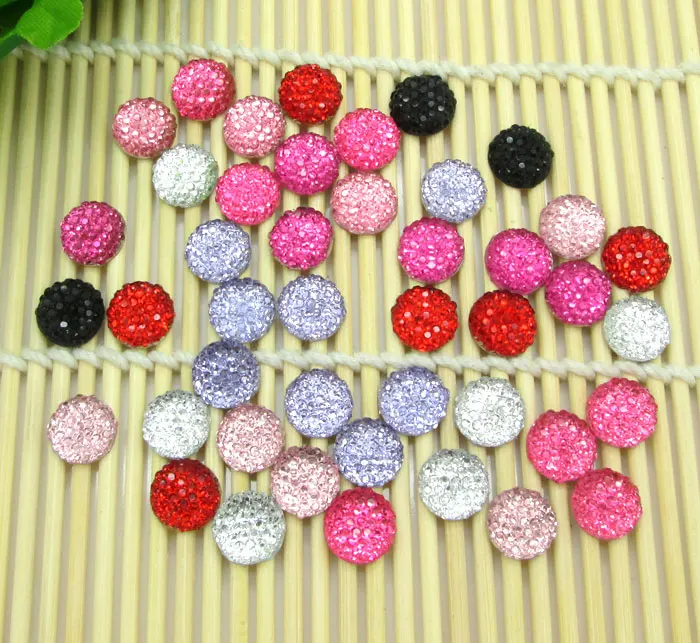

100Pcs Mixed Round Bling Shiny Resin Decoration Crafts Beads Flatback Cabochon Scrapbook DIY Embellishments Accessories Buttons