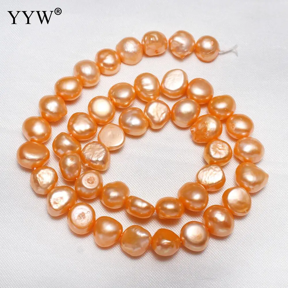 

8-9mm Orange Cultured Baroque Freshwater Pearl Beads Loose Beads for DIY Women Elegant Necklace Bracelet Jewelry Making 14.2"