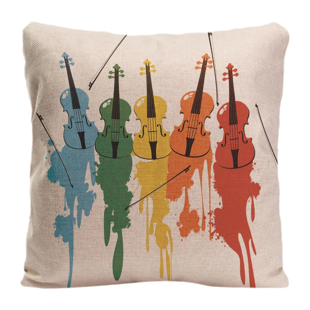 Разноцветный чехол для подушки с рисунком гитары декоративная подушка
