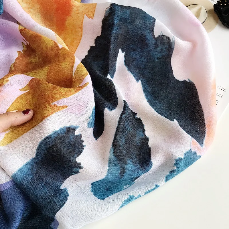 Модные хлопковые живописи тушью PatternTassel шарфы платки Ombre Распечатать кисточкой мусульманский глушитель Обёрточная бумага шарф хиджаб
