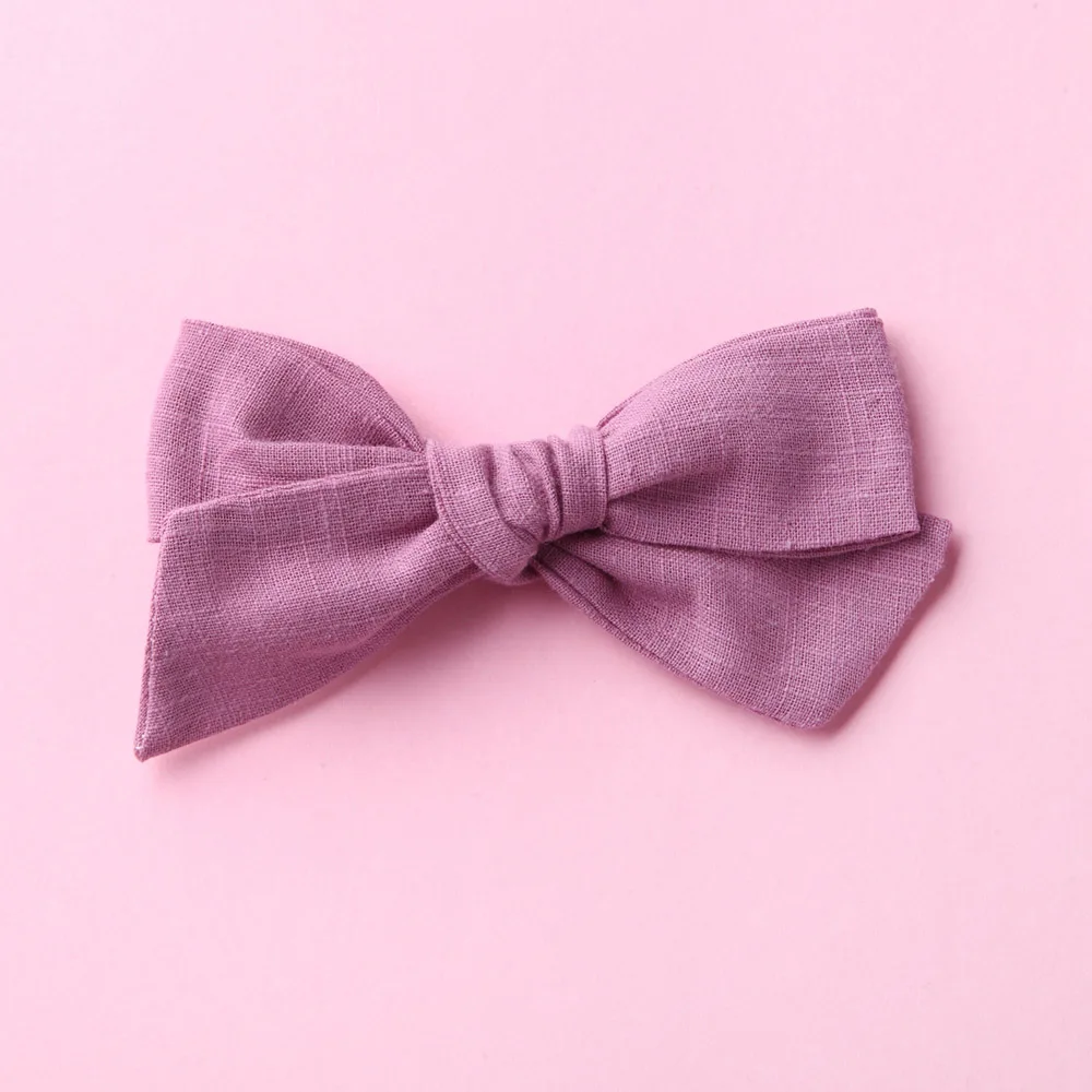 Plum with Clip Handtied School Girl нейлоновый бант или заколки для волос, цветочный принт тканевый бант повязки на голову Baby Shower подарок - Цвет: Plum with Clip