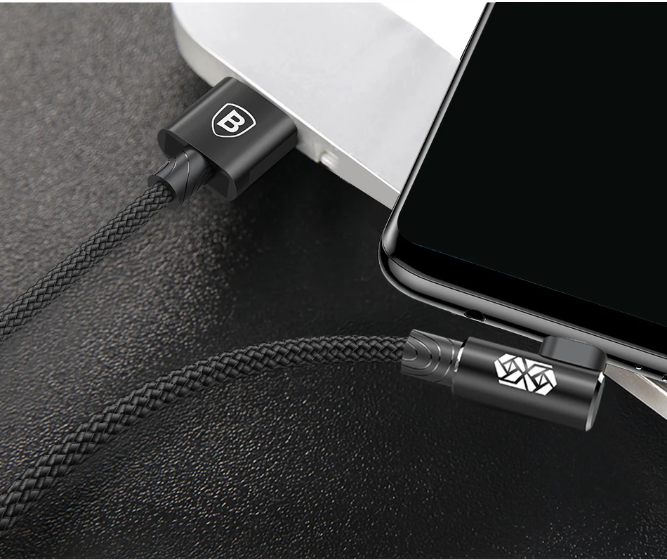 Baseus 90 градусов Micro USB кабель для Xiaomi samsung Быстрая зарядка зарядное устройство USB Дата-кабель Microusb кабель для мобильного телефона Android
