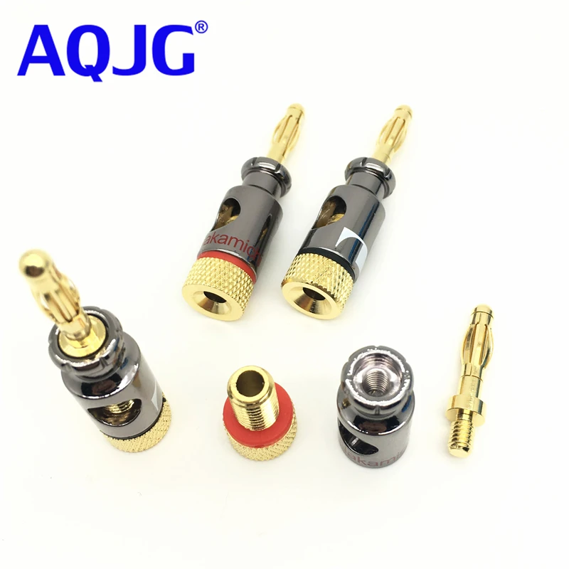 

8Pcs Nakamichi 4mm Banana Plug Spiral Type 24K Gold Screw Stereo Speaker Audio Copper Terminal Adapter Electronic Connector AQJG