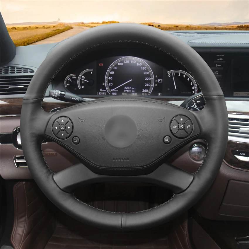 MEWANT сшитый вручную черный чехол на руль из натуральной кожи для Mercedes Benz CL-Class C216