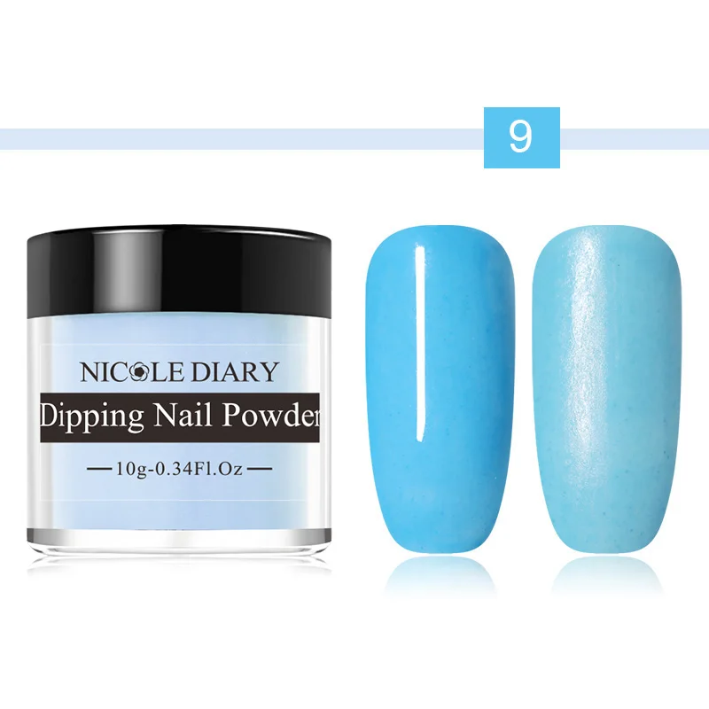 Color 9 NICOLE дневник Dip порошок для ногтей 10 мл градиент французский блеск без лампы лечение База Топ активатор лак жидкость набор украшения - Цвет: Color 9