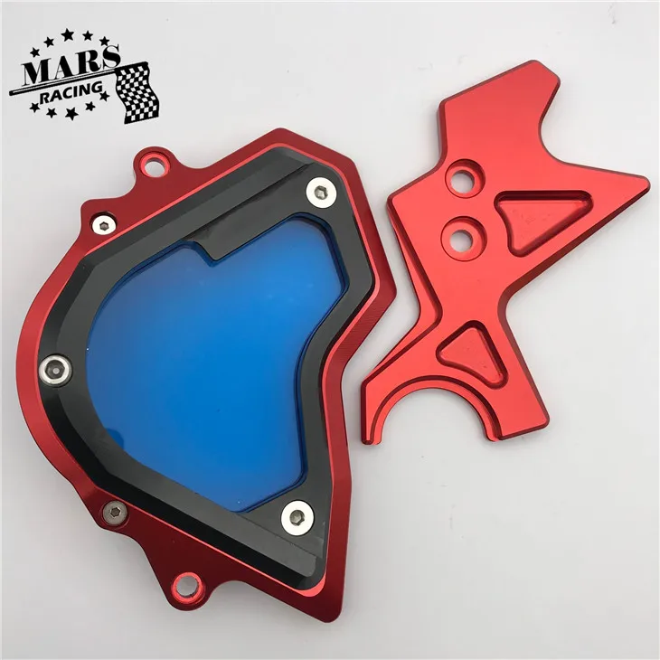 Красный Мотоцикл CNC алюминиевая передняя Звездочка цепи защитная крышка левая сторона двигателя подходит для Kawasaki Ninja 400 NINJA400 18-19 - Цвет: Красный