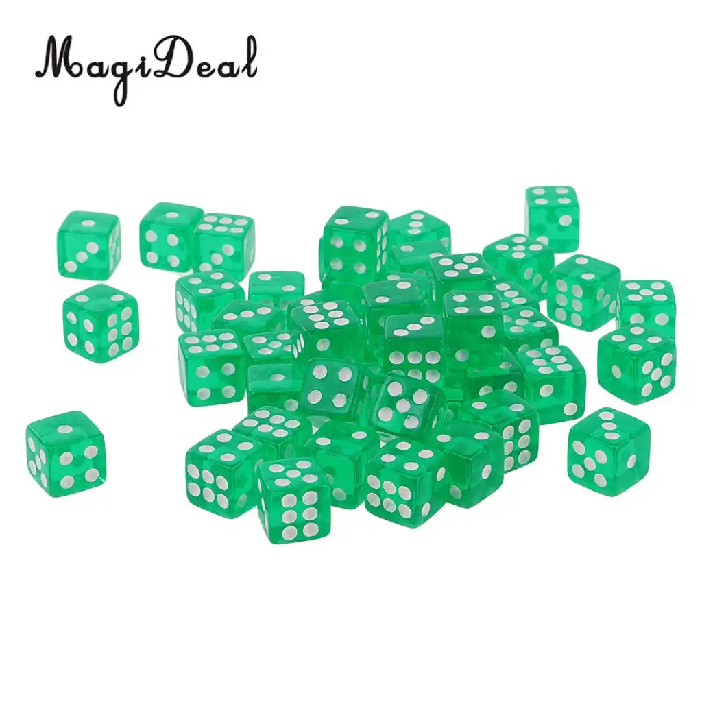 MagiDeal 50 шт в наборе прозрачные игральные кости D6 6 кубика 12 мм для настольных игр