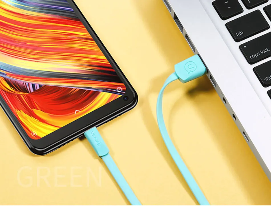 USB type-c кабель, USAMS 2A Быстрая зарядка синхронизации данных Плоские USB кабели для samsung s9 s8 c-кабель зарядное устройство кабель type c usb зарядное устройство