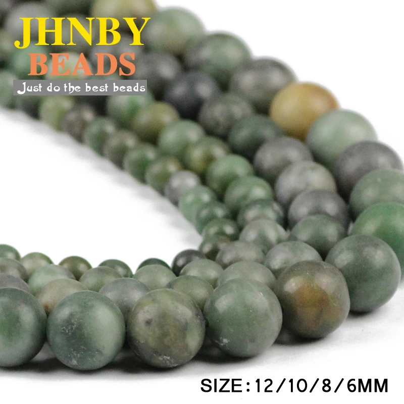 

JHNBY Matte African green stone Natural Stone High quality Round Loose beads 6/8/10/12MM Jewelry bracelet making accessories DIY
