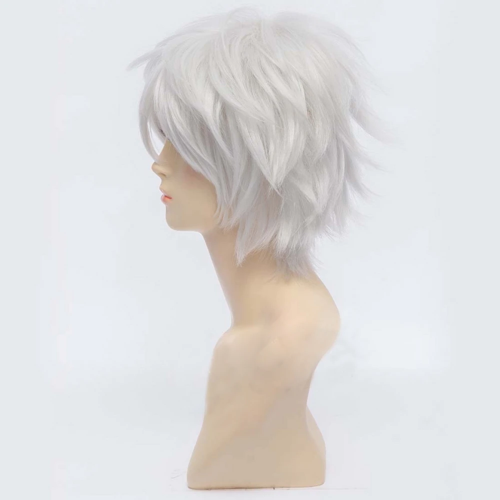 Yiyaobess 8 дюймов Sakata Gintoki серебряный белый короткий Косплей парик гинтама костюм для Хэллоуина синтетические волосы парики для мужчин