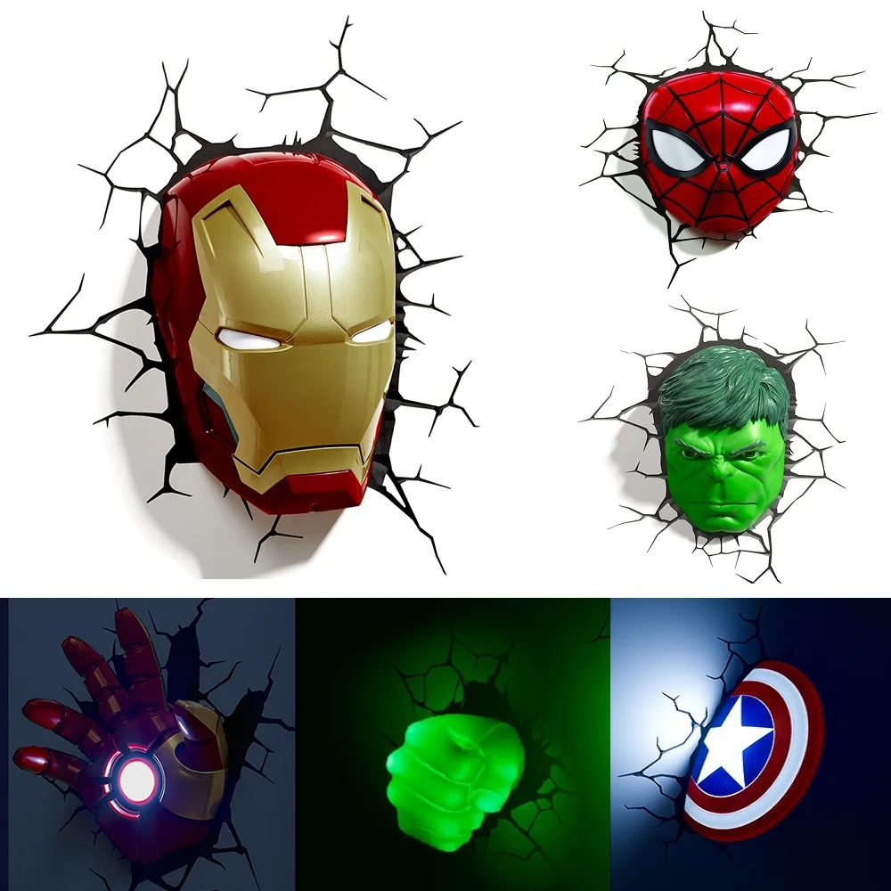 Marvel Мстители светодиодный ночник 3D креативный настенный светильник украшенный Ночной светильник прикроватная Спальня Гостиная детский подарок