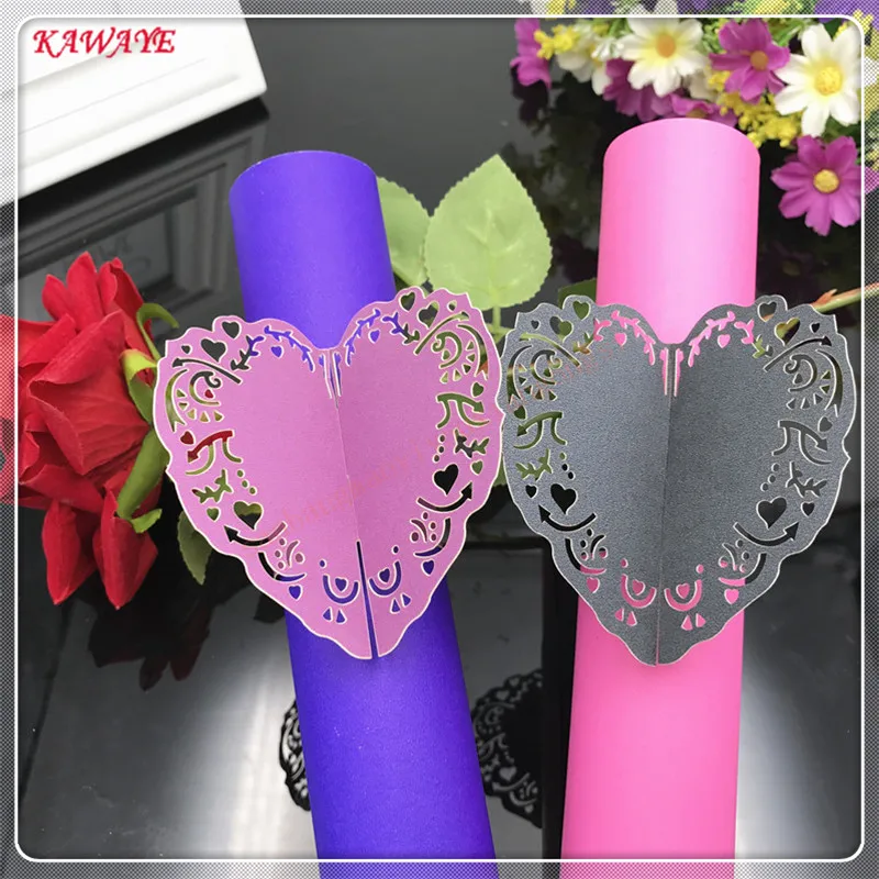 30 шт. в форме сердца жемчужина Бумага кольцо для салфеток Свадебная вечеринка