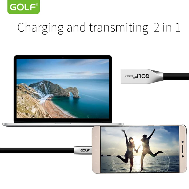 GOLF 1 м цинковый сплав TPE плоский Micro USB кабель для синхронизации данных и зарядки