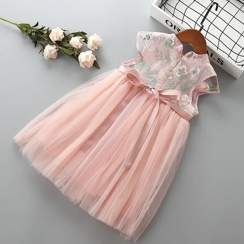 3-7 year High quality girl dress 2021 new summer Chinese style bow flower kid children clothing party formal princess | Детская одежда
