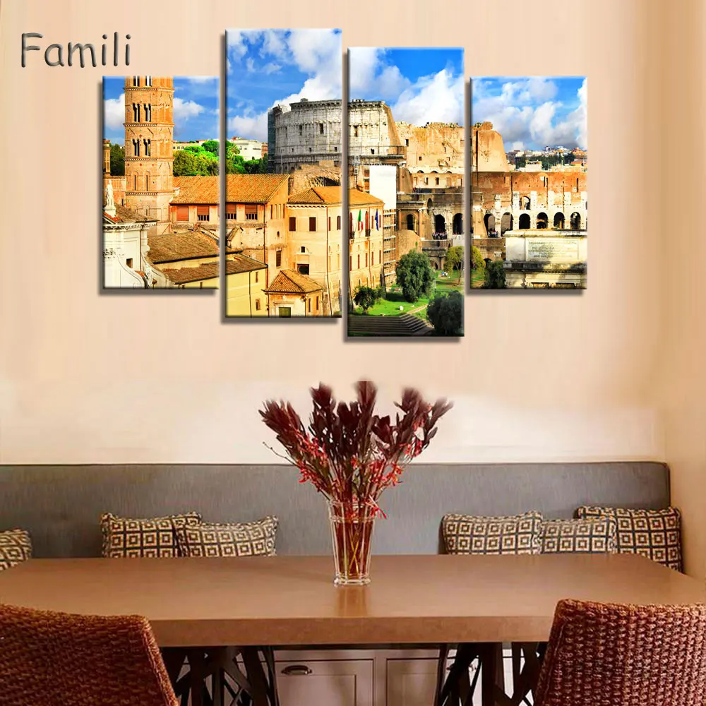 4 шт./компл. плакат на холсте из ткани принт Италия красивые пейзажи для