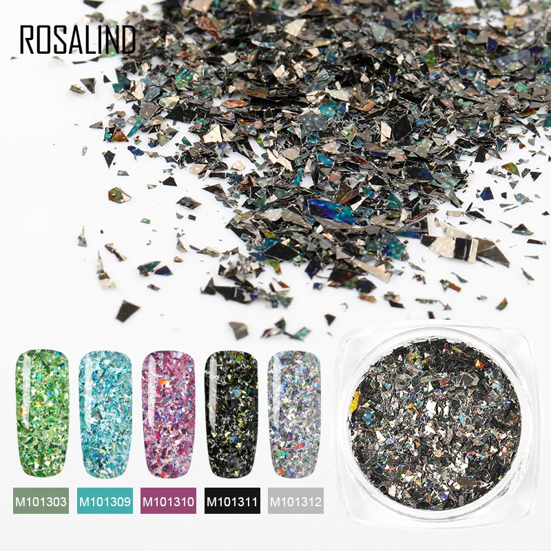 ROSALIND Блестки для ногтей мелкие блестки &quotхром&quot тонкий голографический