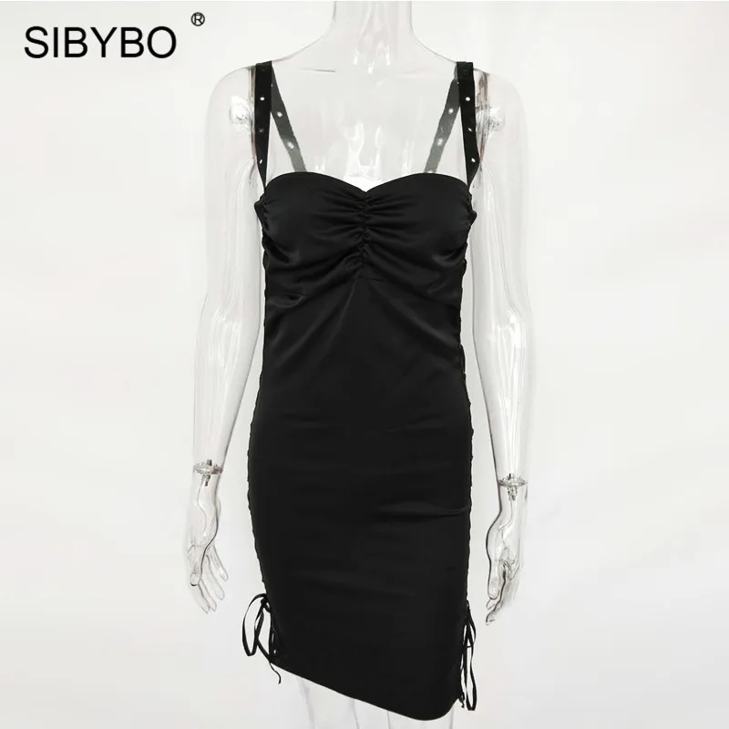 Sibybo, боковое, кружевное, на тонких бретелях, сексуальное, облегающее платье, с вырезом, без рукавов, летнее, женское платье, с открытой спиной, для ночного клуба, вечерние платья