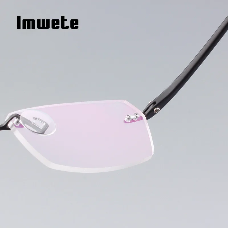 Imwete, классические безрамные очки для близорукости, для мужчин и женщин, бизнес стиль, оправы для очков, TR90, ультра светильник, очки унисекс