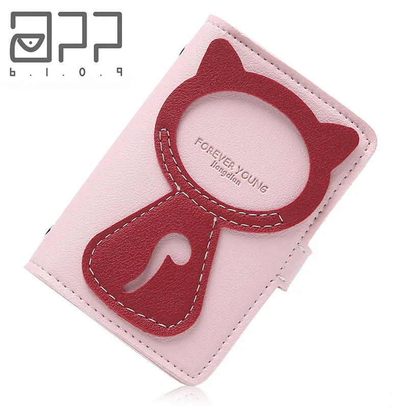 

APP BLOG Sweet Cute Cat Design Women Men Function 24 Bits Card Case ID Credit Passport Cover Cards Holder Bag Wallet New Arrive