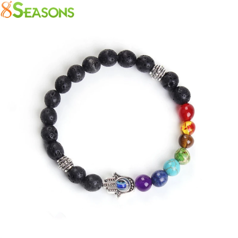 8 сезонов чакра лава бисерный целебный браслет многоцветная рука глаз зла