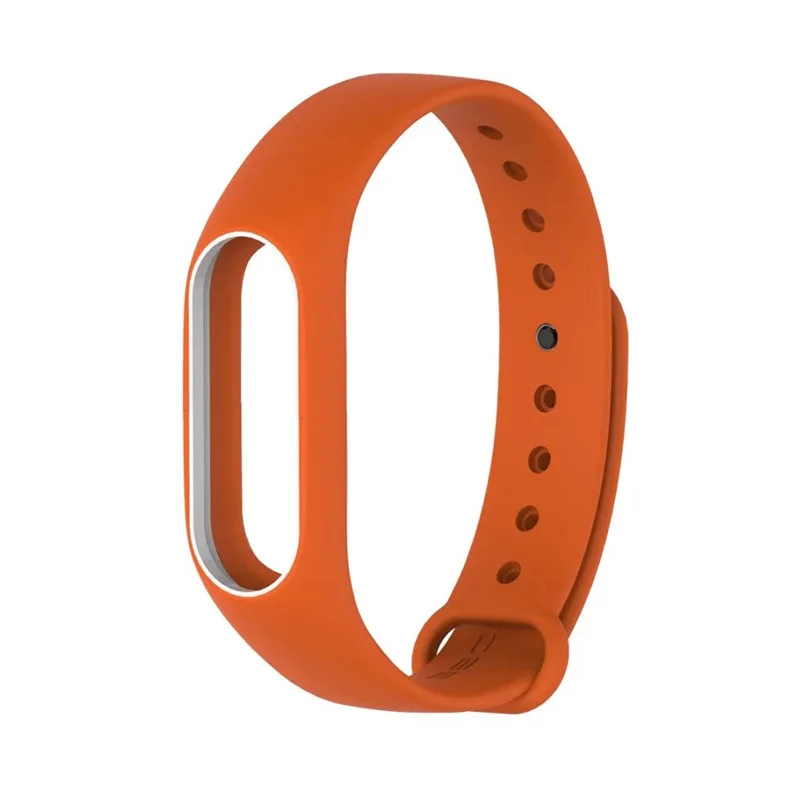 Orange with White Цветной mi band 2 ремешок reloj inteligente высококачественный силиконовый двойной цветной удобный ремешок на запястье для xiaomi mi band 2 - Цвет: Orange with White