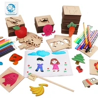 wooden drawing toys set school paint tools drawing toy board paint tools educational coloring book paint learning coloring