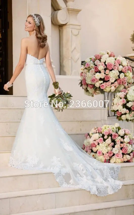 Robe de mariée Принцесса милая кружева аппликации русалка Свадебные Платья 2017 Белый