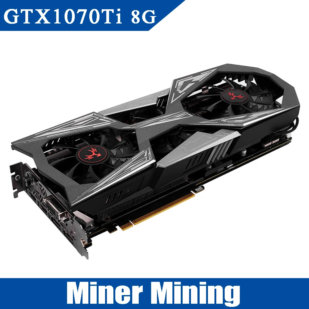 Шахтер горнодобывающей gtx1070ti видеокарта 8 ГБ/256bit/GDDR5/directx12/1607 мГц 1683 мГц/ 16nm/DVI D + 2 *